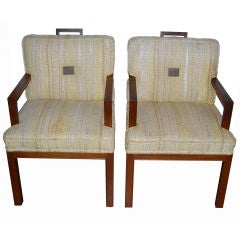 Pair of Samuel Marx Armchairs with Dorothy Liebes Fabric