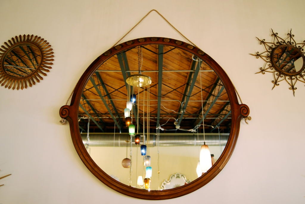 Massive Round French Art Deco Wall Mirror