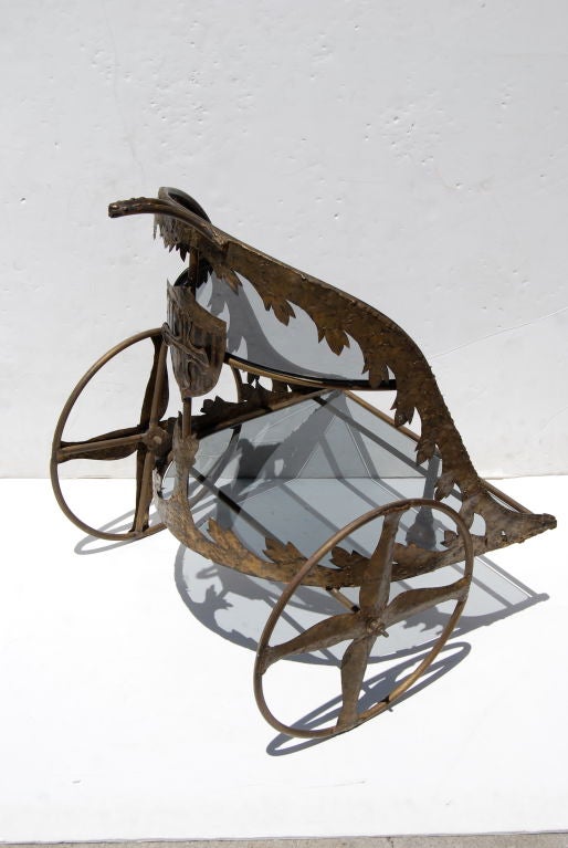 Tom A. Greene "Chariot" Bronze Hand Wrought Bar Cart