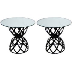 Pair of John Good Side Tables with Mirrored Tops