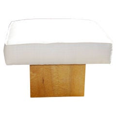 Samuel Marx Square Stool in Burled Wood and Silk