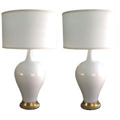 A Pair of American 1960
s White Ceramic Baluster-Form Lamps