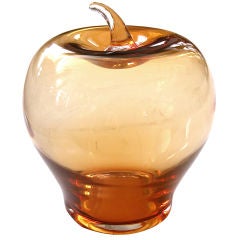 A Shapely American Amber Colored Glass Apple by Blenko