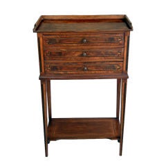 Antique A Tailored French Louis XVI Inlaid Walnut 3-Drawer Side Table