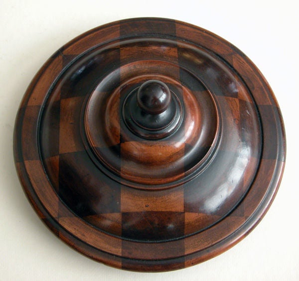 20th Century A Warmly-Patinated English Turned-Treenware Covered Urn