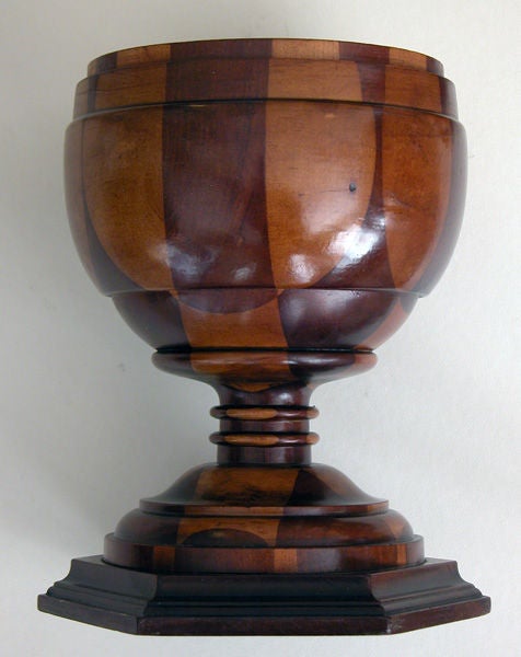 A Warmly-Patinated English Turned-Treenware Covered Urn 1