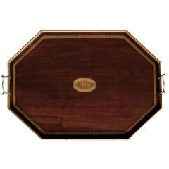 A Large English George III Style Octagonal Mahogany Tray