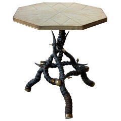 A Unique Anglo-African Gazelle Horn Octagonal Side Table