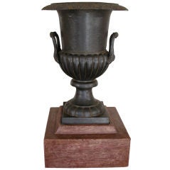 A Handsome French Baroque Style Double-Handled Iron Campagna Urn