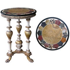 Italian Egyptian Revival Ivory Painted&Parcel-Gilt Tripod Table