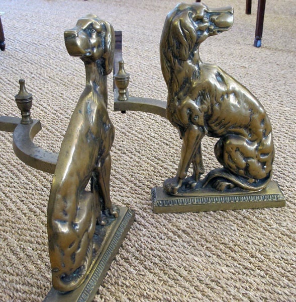 A Well-Executed Pair of English Brass Dog-Form Andirons 2