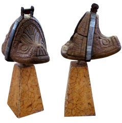 A Handsome Pair of Spanish Colonial Carved Wood Stirrups