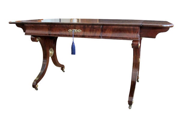 A Handsome French Empire Style Mahogany Sofa Table or Desk