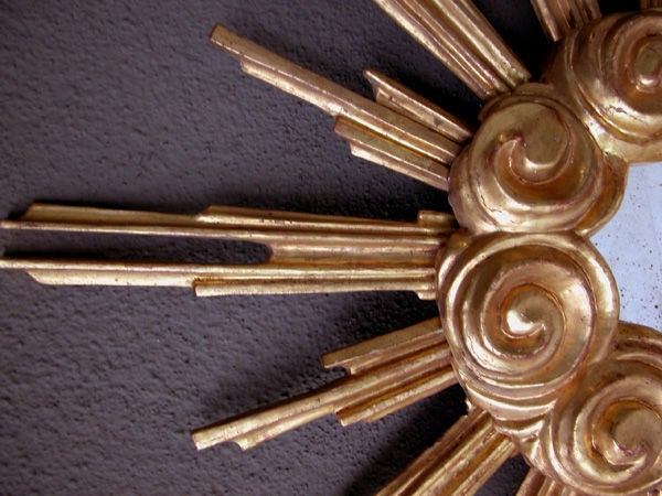 19th Century Large-Scaled and Boldly Carved French Giltwood Starburst Mirror
