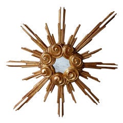 Large-Scaled and Boldly Carved French Giltwood Starburst Mirror