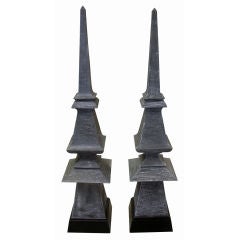 A Large-Scaled Pair of French Quadrangular Baluster-Form Finials