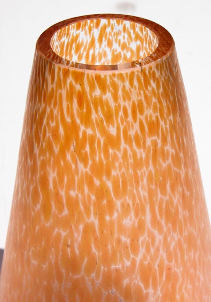 Austrian Apricot-Colored Oil Spot Vase of Teardrop Form