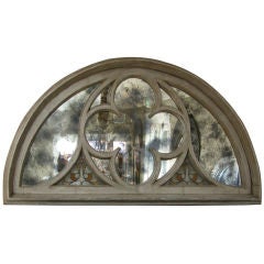 A Massive French Neogothic Painted Carved Wood Arched Window Frame