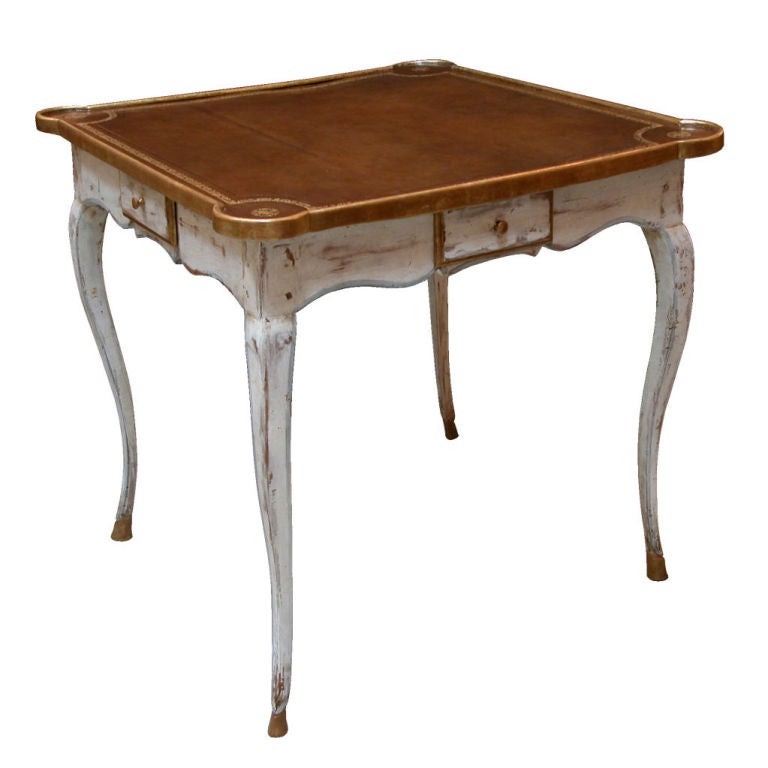 A Charming French Provincial Rococo White Painted Game Table