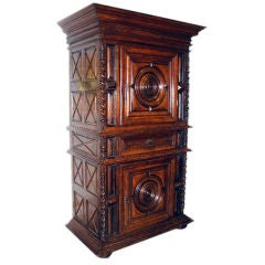 A Handsome and Boldly-Scaled French Louis XIV Walnut Cabinet