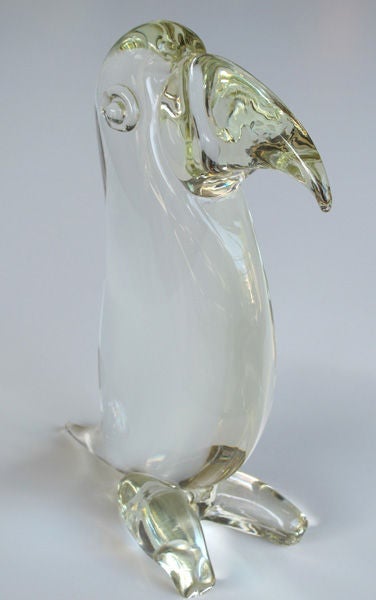 Delightful Italian 1960's Clear Art-Glass Sculpture of a Toucan