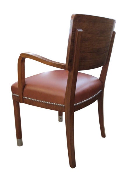 Handsome Set of 6 American 1940's Ribbon-Mahogany Dining Chairs 1