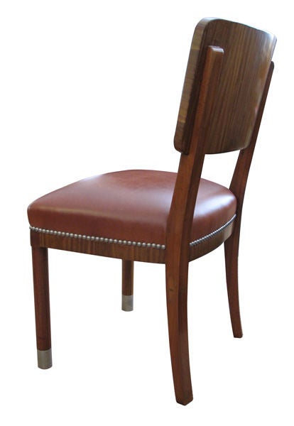 Handsome Set of 6 American 1940's Ribbon-Mahogany Dining Chairs 2