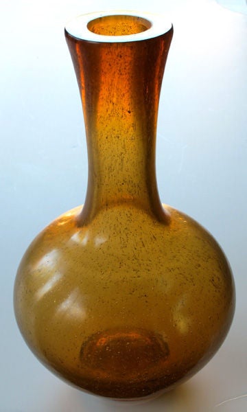 A Large Chinese Qianlong Style Amber-Colored Peking Glass Vase