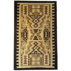 1935-1940 Mounted American Hand-Hooked Rug with Indian Pattern Design 6