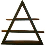 19THC ORIGINAL PAINTED GREEN /SALMAN PAINTED  HANGING WALL SHELF