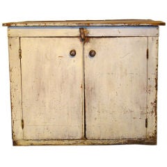 Antique 19THC ORIGINAL PAINTED TWO DOOR COUNTRY CUPBOARD