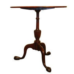 19THC HAND MADE MAHOGANY CANDLE STAND W/SNAKE LEGS