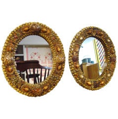 PAIR OF 19THC NAUTICAL/SHELL ART FRAMED MIRRORS PAIR OF 19THC NAUTICAL/SHELL ART FRAMED MIRRORS