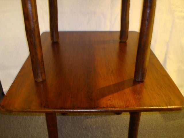 Mid-20th Century 20TH C. SIGNED OLD PAIR OF HICKORY TABLES IN ORIGINAL OLD FINISH
