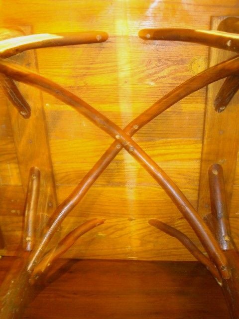 20TH C. SIGNED OLD PAIR OF HICKORY TABLES IN ORIGINAL OLD FINISH 1