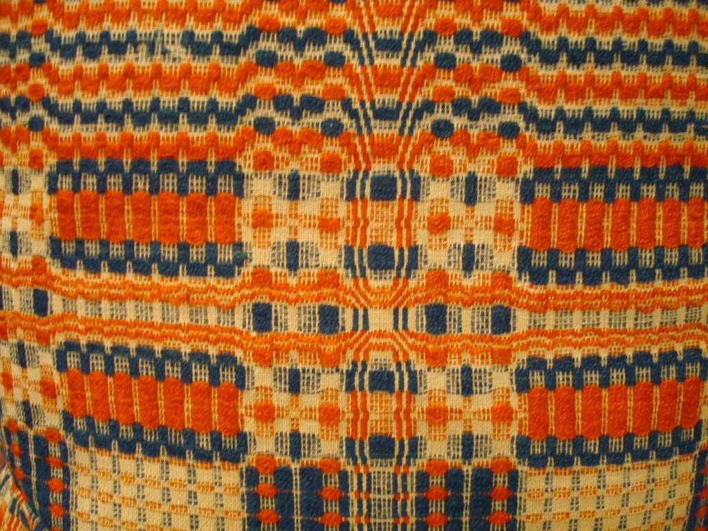 19th Century 19TH C. COVERLET PILLOWS IN ORANGE, BLUE, AND BEIGE