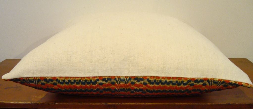 Wool 19TH C. COVERLET PILLOWS IN ORANGE, BLUE, AND BEIGE