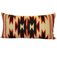 1930'S NAVAJO WEAVING BOLSTER PILLOW/RED, BLACK AND CREAM