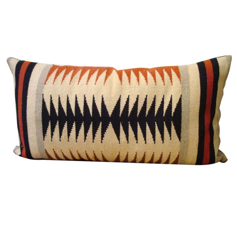 LARGE NAVAJO WEAVING BOLSTER PILLOW-(RUST, BLK., GREY, BURNT ORANGE