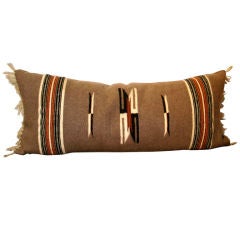 Vintage 1945 INDIAN WEAVING BOLSTER PILLOW W/ ORIGINAL FRINGE