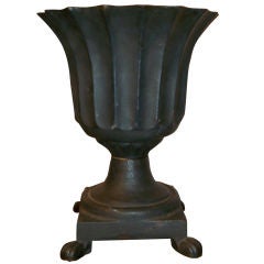 19TH C FOOTED CAST IRON TABLE TOP URN