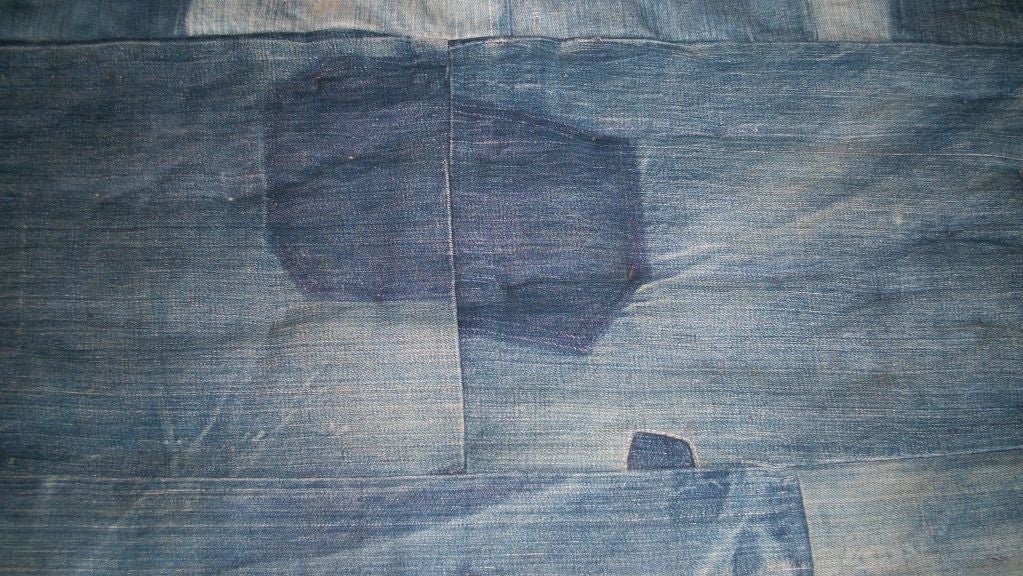 Mid-20th Century EARLY 20THC AFRO-AMERICAN DENIM PATCH WORK TIED  QUILT