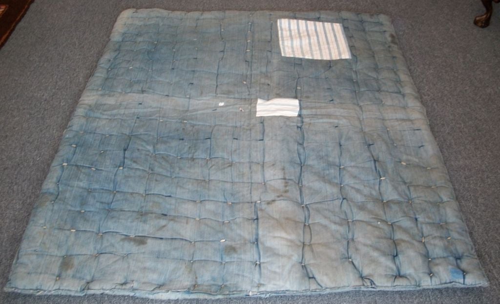 1930'S TIED COMFORTER DENIM QUILT/REVERSIBLE 2