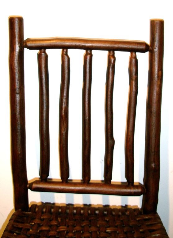 American 1920'S OLD HICKORY SIDE CHAIR W/ WOVEN SPLINT SEAT