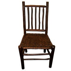 Antique 1920'S OLD HICKORY SIDE CHAIR W/ WOVEN SPLINT SEAT