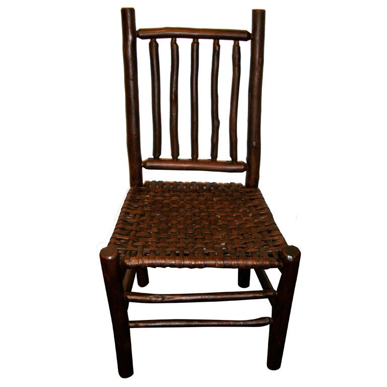 1920'S OLD HICKORY SIDE CHAIR W/ WOVEN SPLINT SEAT