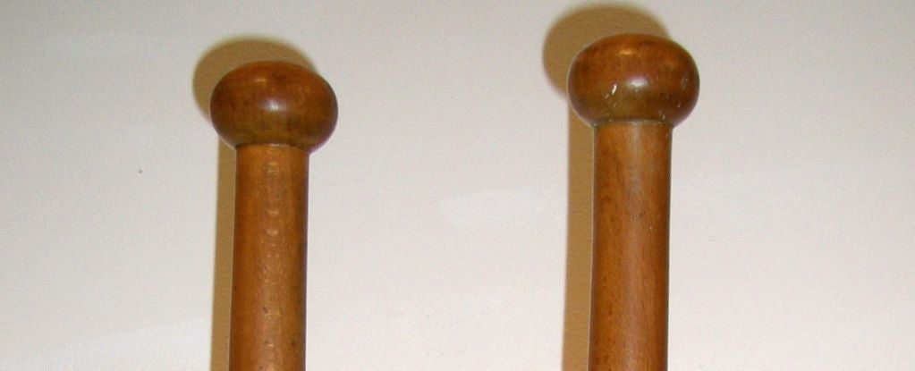American Craftsman Pair of Original Painted 19th Century Juggling Pins