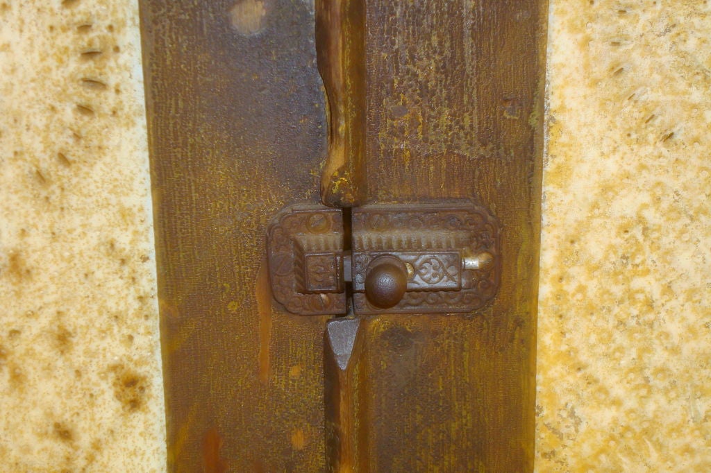 American 19THC ORIGINAL BROWN W/CREAM PAINTED PUNCHED TINS PIE SAFE