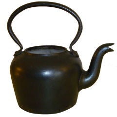 Antique 18THC GOOSENECK CAST IRON KETTLE FROM NEW ENGLAND