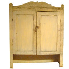 Antique 19TH C. ORIGINAL CREAM PAINTED TOP OF HUTCH CABINET